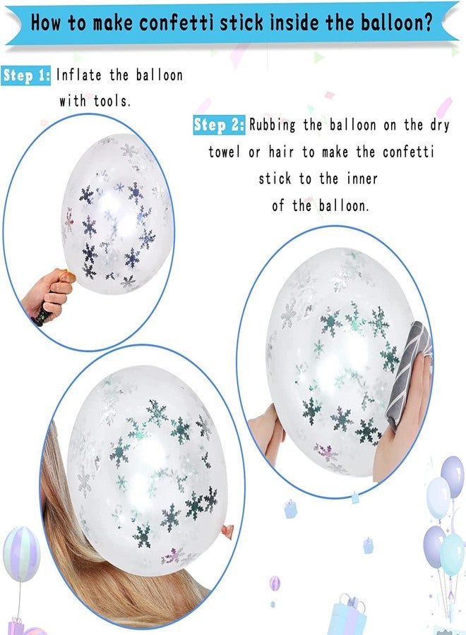 Lazybeee™ 30 Pcs Frozen Balloons, 30 Pcs 12 Inch Purple Blue White and Silver Confetti Latex Balloons for Girls Frozen Theme Party Supplies Ice Snow Theme Birthday Baby Shower Winter Party Decorations - Image 4